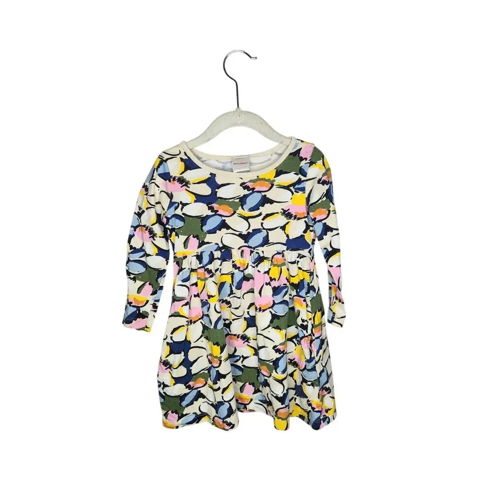 Hanna Andersson Cotton Floral Dress Long Sleeve Multicolor Pullover 3T